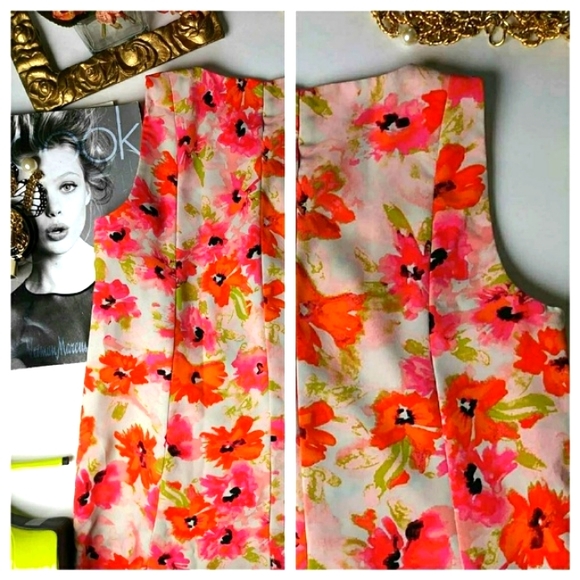 "Ann Taylor Loft" Vibrate Bold Sleeveless Floral Scoop Neck Tunic Top - Picture 6 of 6